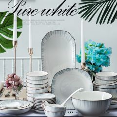 景德鎮陶瓷碗碟套裝家用創意餐具輕奢北歐風現代碗盤簡約高檔組合